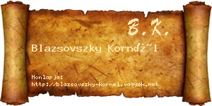 Blazsovszky Kornél névjegykártya
