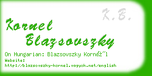 kornel blazsovszky business card